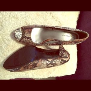 Bandolino Snakeskin Open Toe Pumps